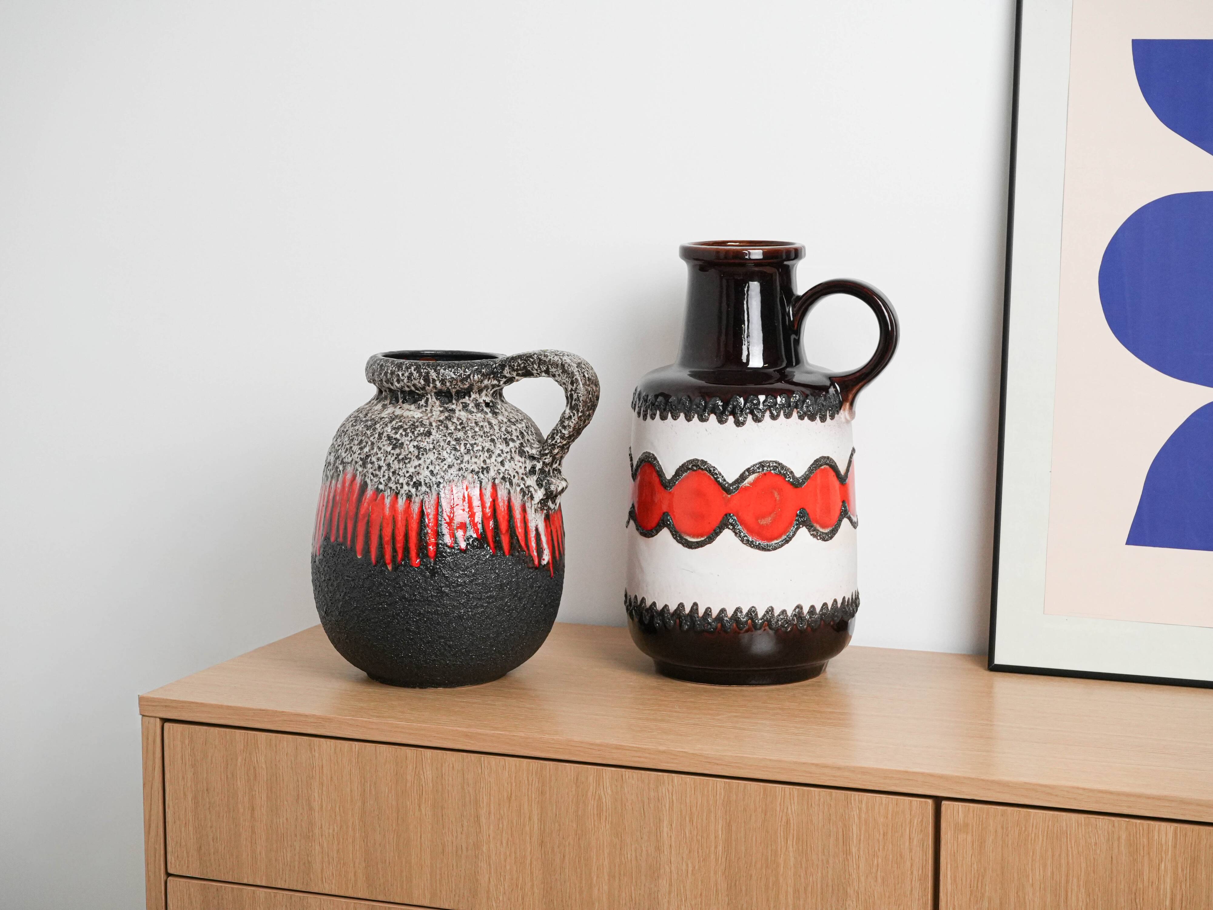 Ceramic vase with a handle, German design, 1960s, made in West Germany