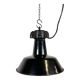 Industrial Black Enamel Factory Lamp with Cast Iron Top, 1960s