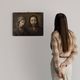 Antique French painting on panel, Christ and the Madonna from 18th century