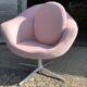 Mid-century swivel armchair in pink velvet with silver metal base, 1960s.