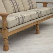 1970s, Danish 3-seater sofa, beige furniture wool, solid oak wood.
