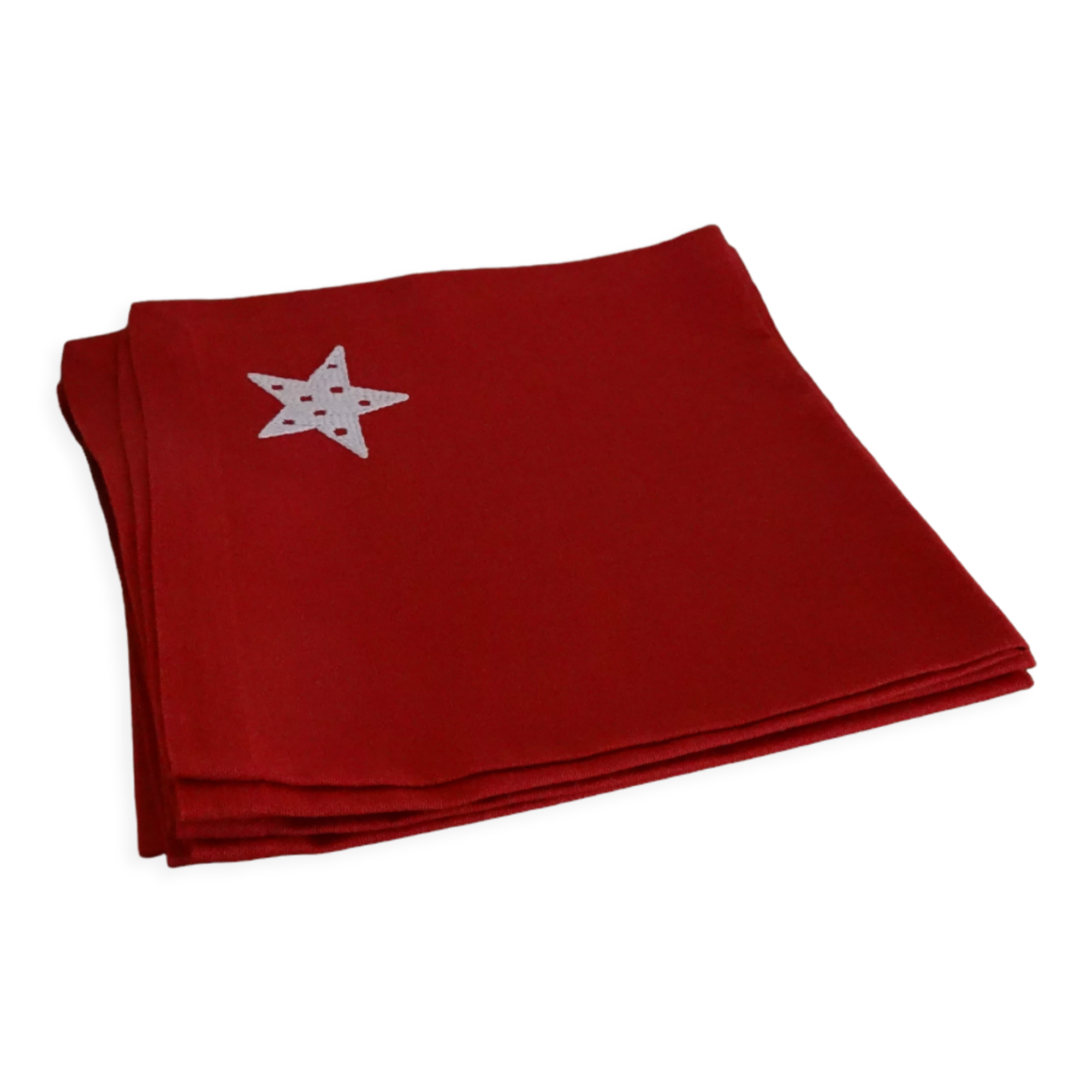 5 red Linvosges napkins with stars 48 x 48