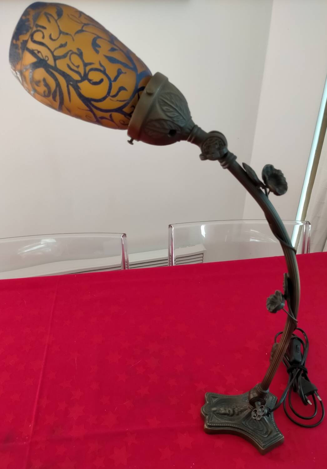 Articulated glass paste lamp, Art Nouveau