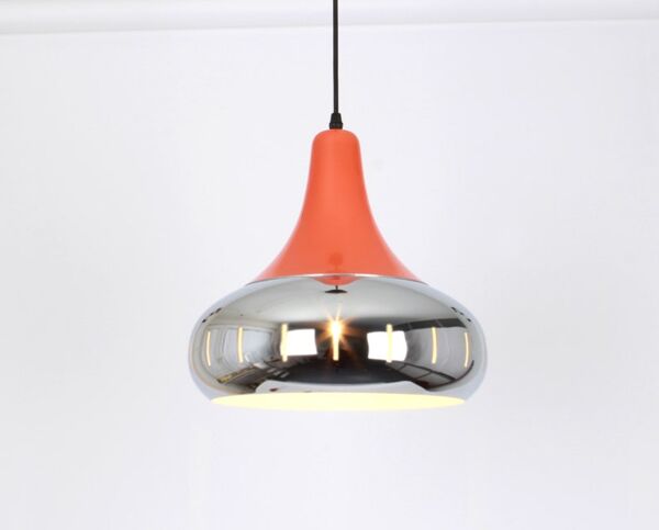 Pendentif en métal orange chrome par Doria Leuchten Allemagne années 1960