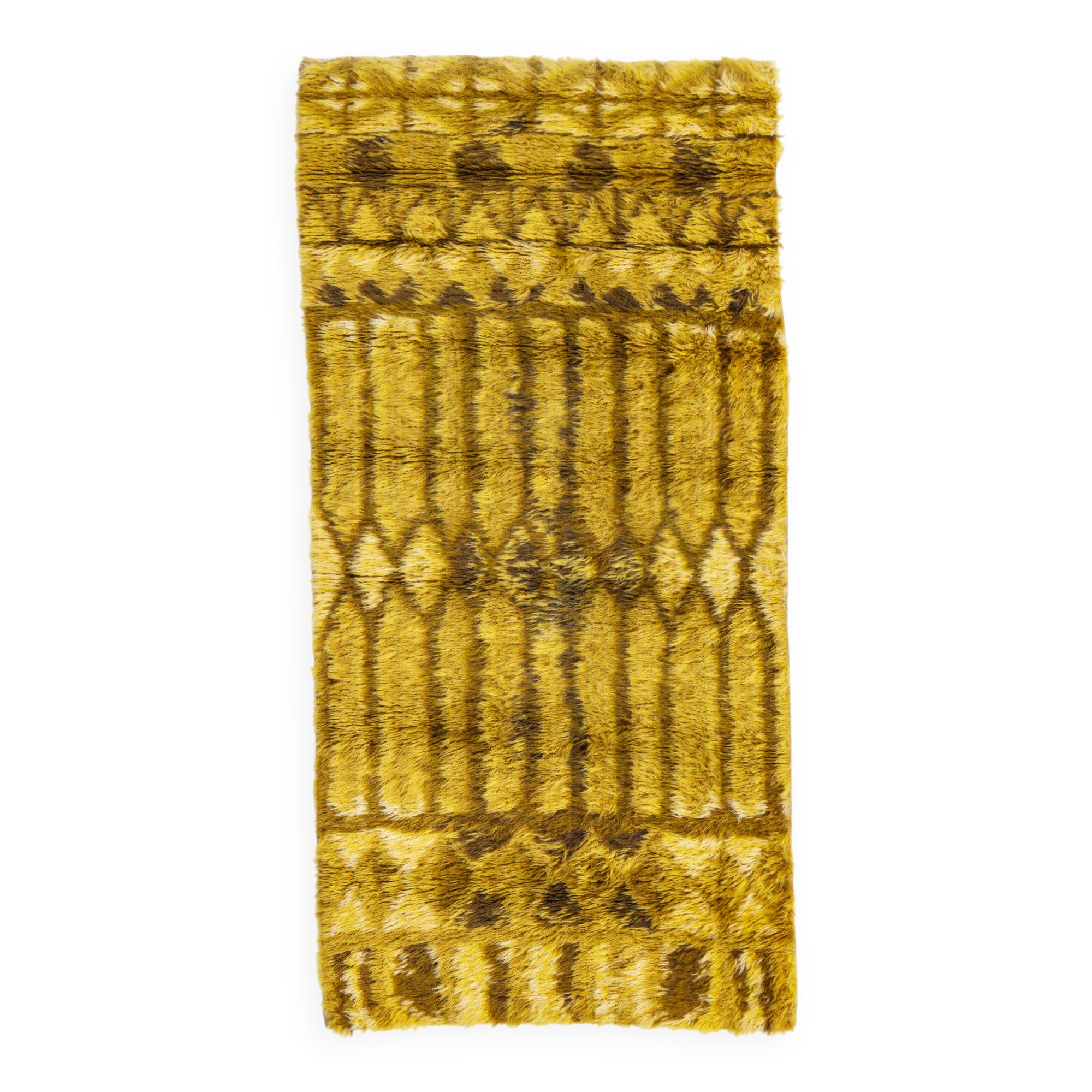 Scandinavian style 20th century modern rya rug. 135x66 cm (53x26 in).