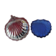 Vintage ashtray in silver metal and a blue glass part that goes inside in the shape of a saint jacques shell