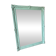 Large antique mercury mirror, patinated blue sculpted frame.