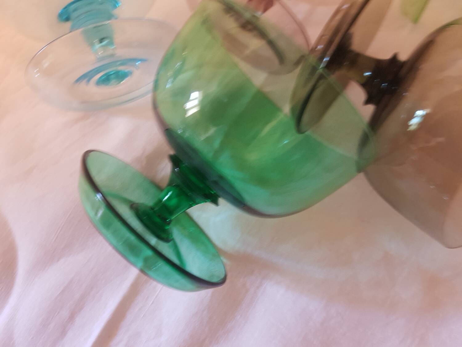 Set of 6 coloured stem glasses