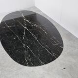 Vintage oval black marble dining table, 1970s