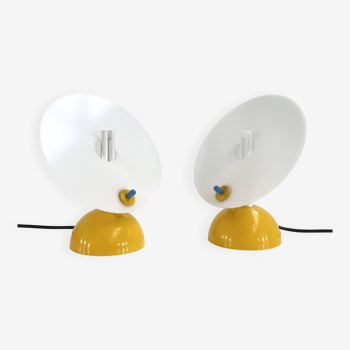 Paire de Lampes Neon Jaune par R. Barbieri & G. Marianelli pour Tronconi, 1980