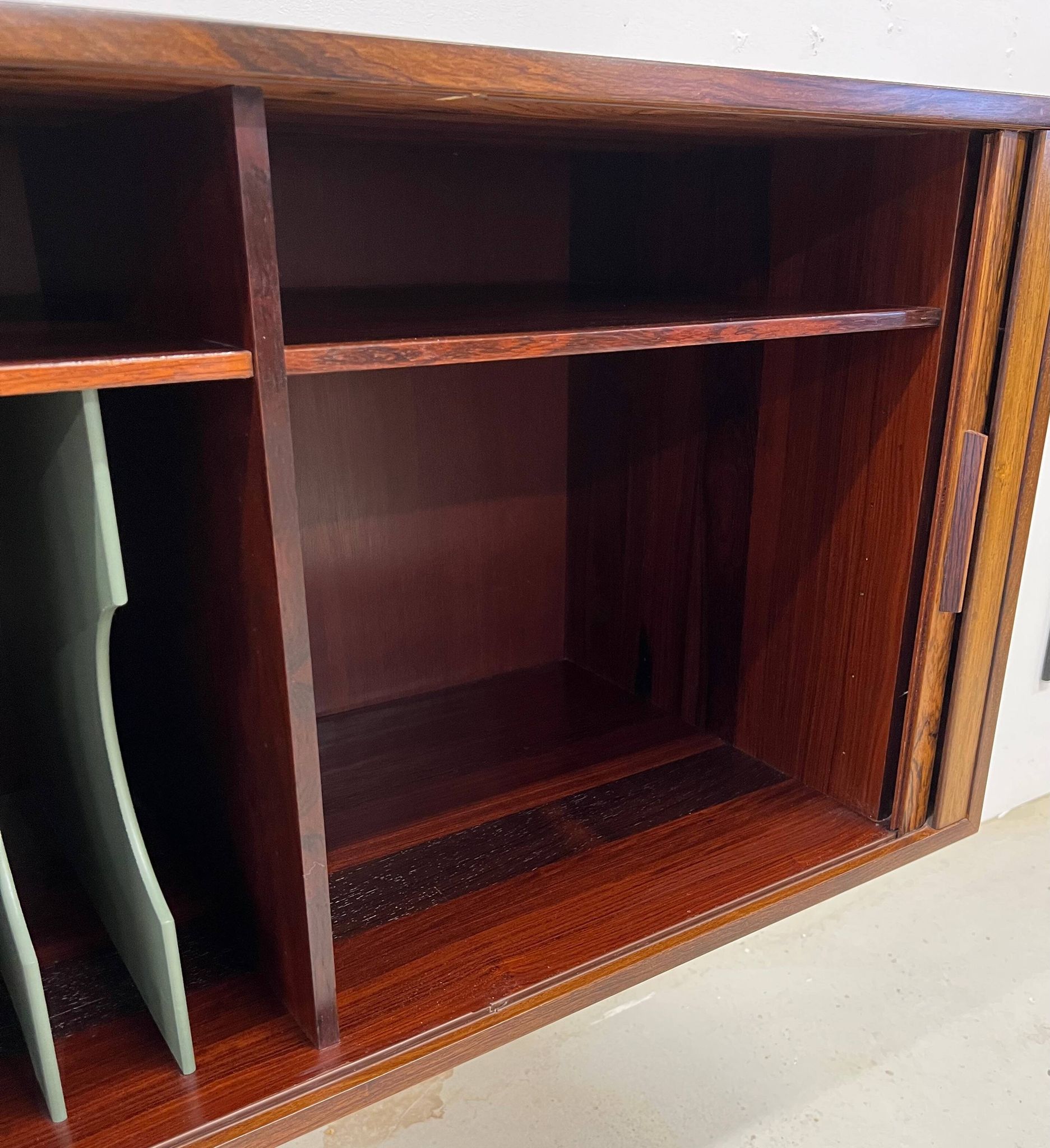Rosewood Tambour Door Cabinet By Kai Kristiansen For Feldballes