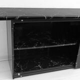 Marquina Black Marble lacquer Italian Post Modern Sideboard, 1980s