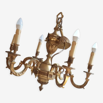 Bronze chandelier Lucien Gau Louis XVI
