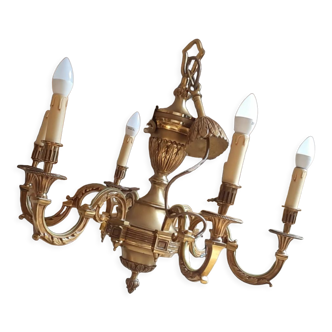 Bronze chandelier Lucien Gau Louis XVI