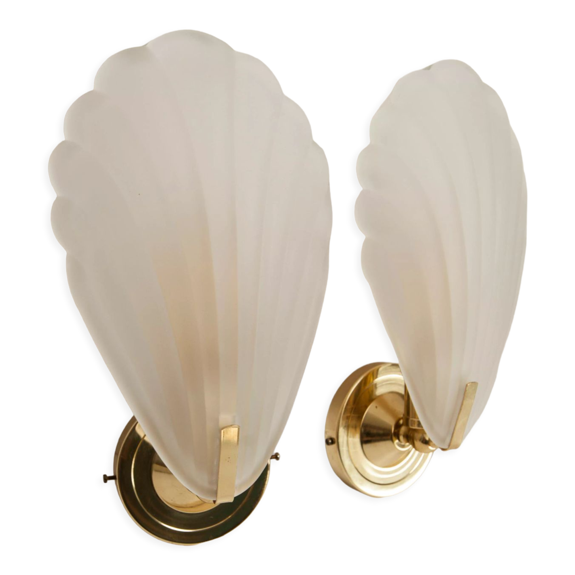 Paire d'appliques murales coquillages verre murano et laiton 1960