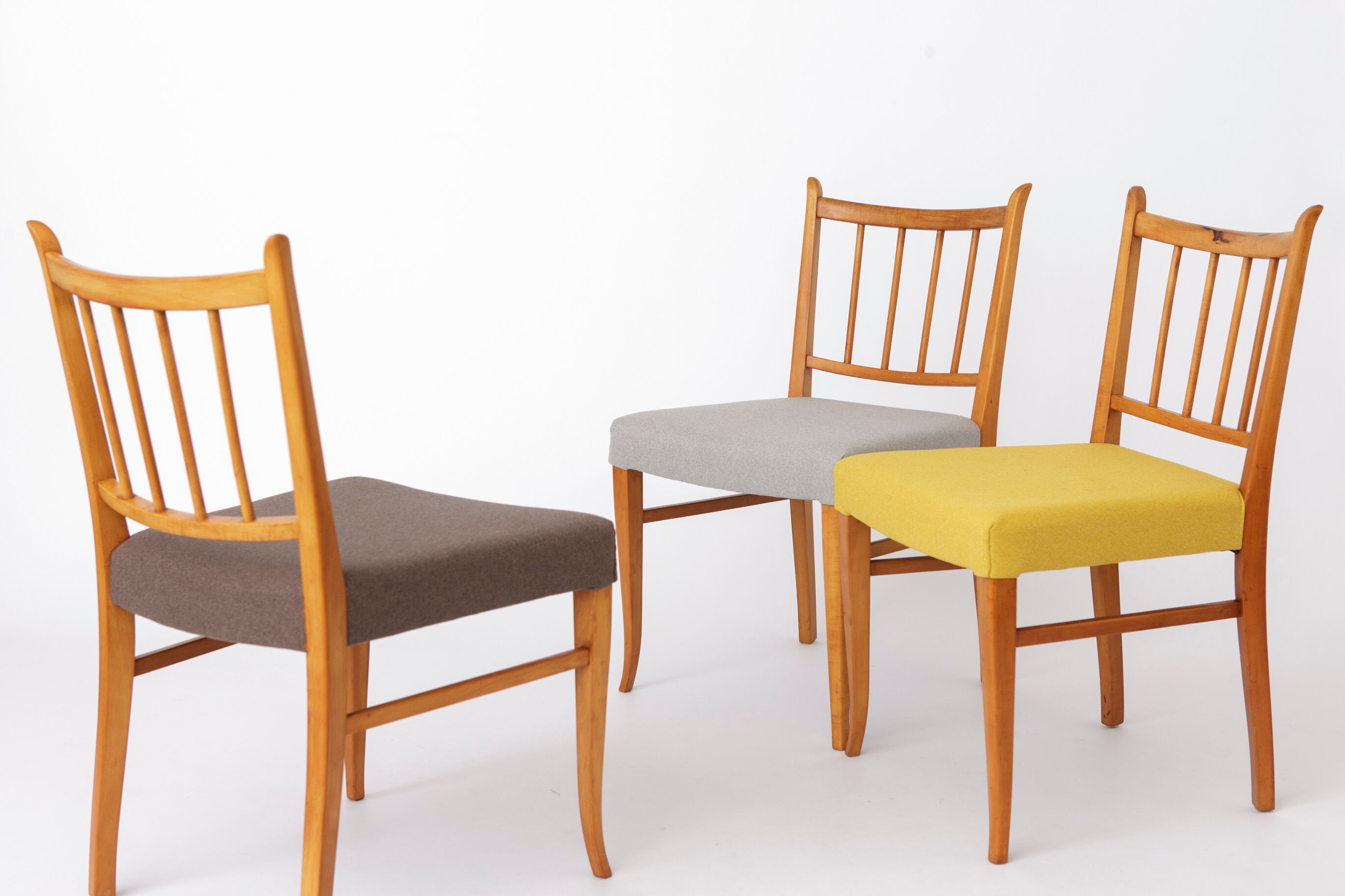 Set of 4 Vintage Beech Dining Chairs, 1950s Mid Century Modern, Germany