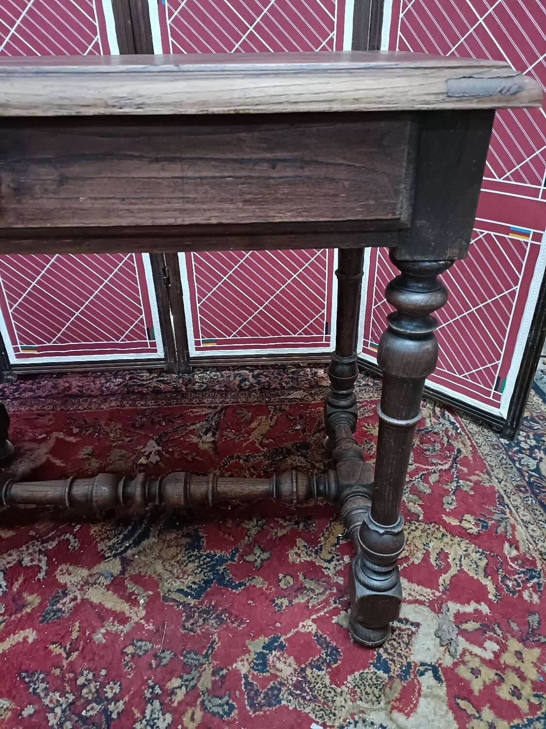 Side table or wooden desk classic style turned legs