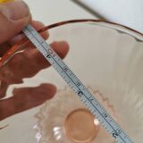 Pair of pink rosaline swirl glass fruit bowls