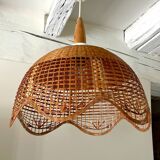 Vintage wicker flower pendant light