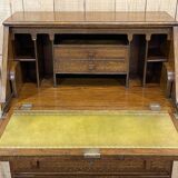 English donkey desk in oak and leather top, 1950s