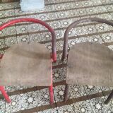 Pair of school chairs by Jacques Hitier metal and wood, 50