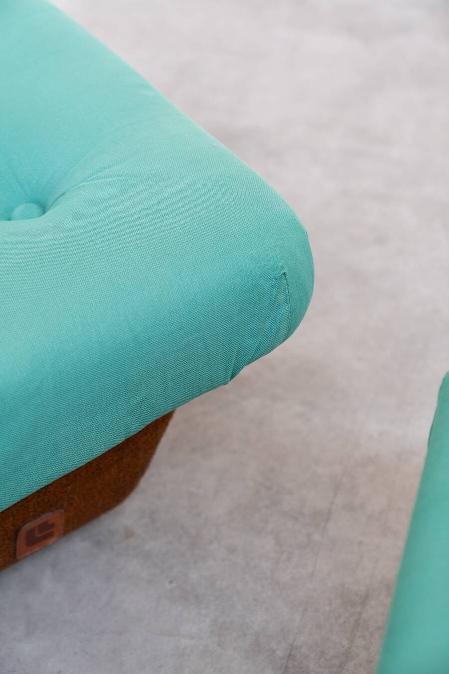 Set of two Lev & Lev armchairs in fabric, removable covers, with fiberglass structure, year