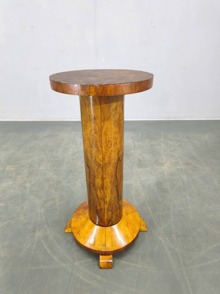 Art Deco Walnut Pedestal Table, Czechoslovakia, 1930s
