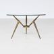 Italian tripod triangle coffee table brass and glass Italy 1950