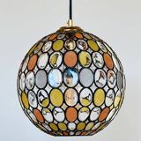 Large vintage Limburg stained-glass style pendant light from the 1970s
