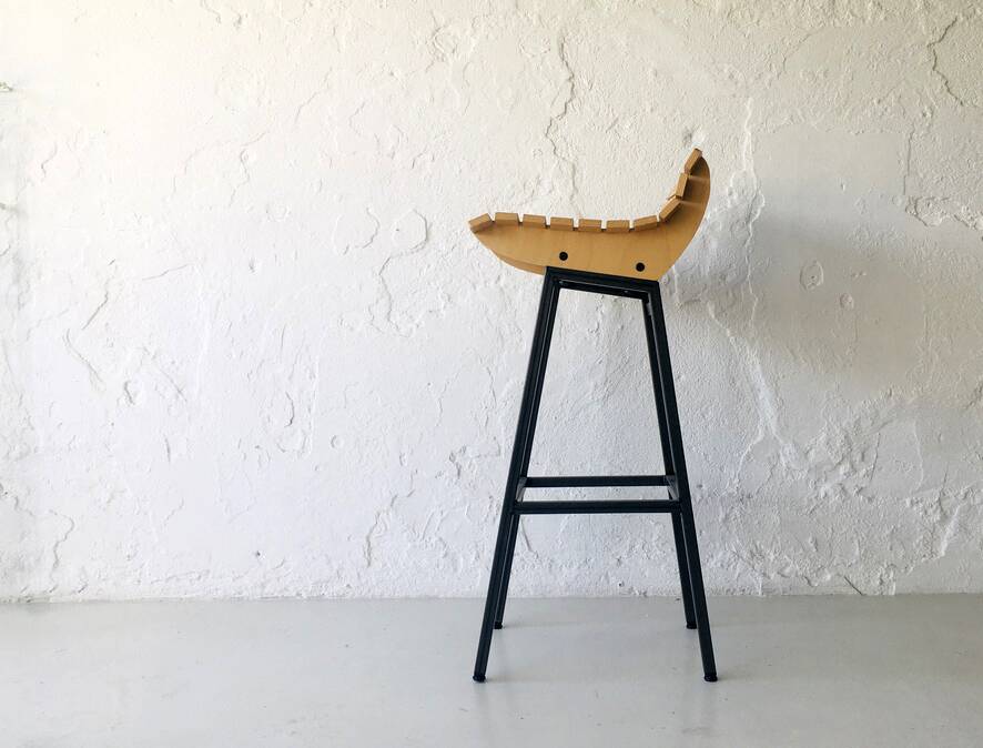 Wood and iron stool