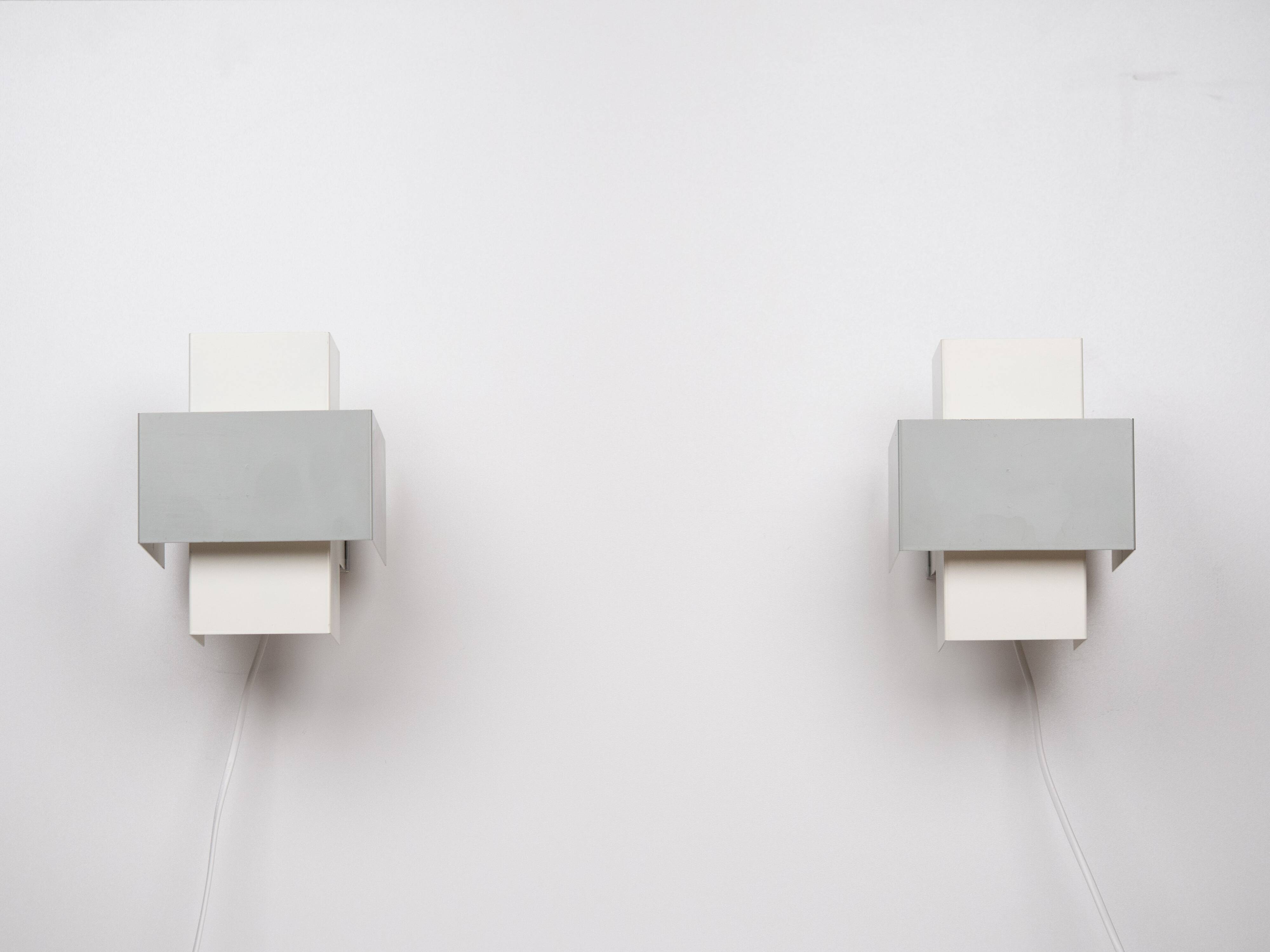 Pair of 2 modern wall lamps by Philips, 1960s