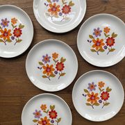 6 old flat plates in French earthenware Moulin des loups