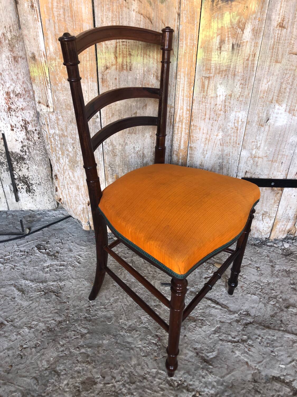 Napoleon 3 style chair black wood & vintage orange fabric