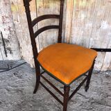 Napoleon 3 style chair black wood & vintage orange fabric