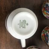 Set of 4 Bavaria 70's coffee cups with multicolored flowers