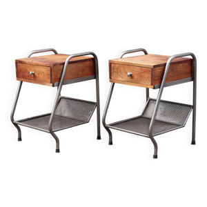 Paire tables chevet - style industriel
