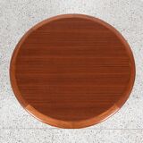 Midcentury Danish round coffee table in teak and cane by Johannes Andersen for Silkeborg 1960s