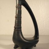 Zoomorphic pitcher vase in black ceramic