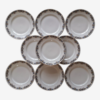 Lot de 9 assiettes en porcelaine de Limoges signées