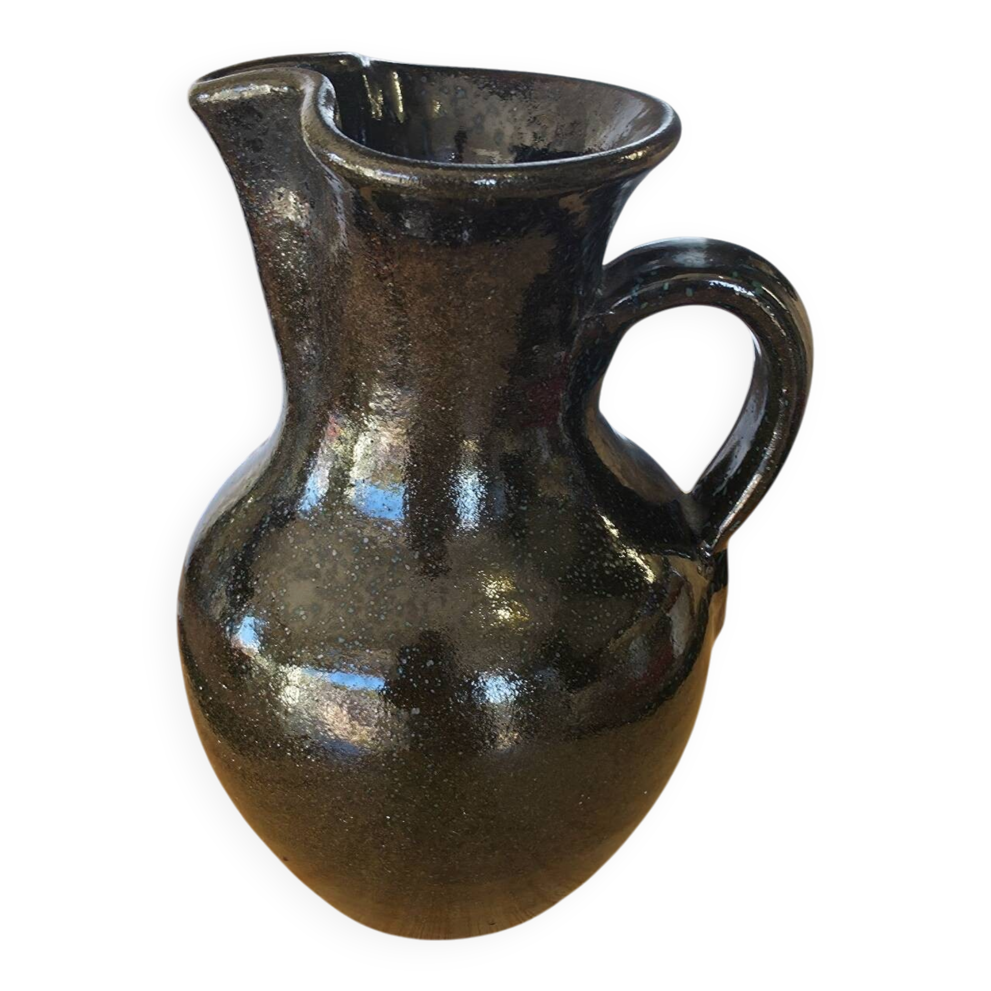 Vintage Jug in Glazed Stoneware – Brutalist / Rustic Chic Style