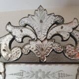 Antique Venetian mirror from the late 19th century – bevelled glass & engraved decoration – 124 x 68