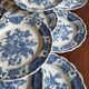 12 English dinner plates Ridgway "Windsor" ("Asiatic Pheasants") blue & white