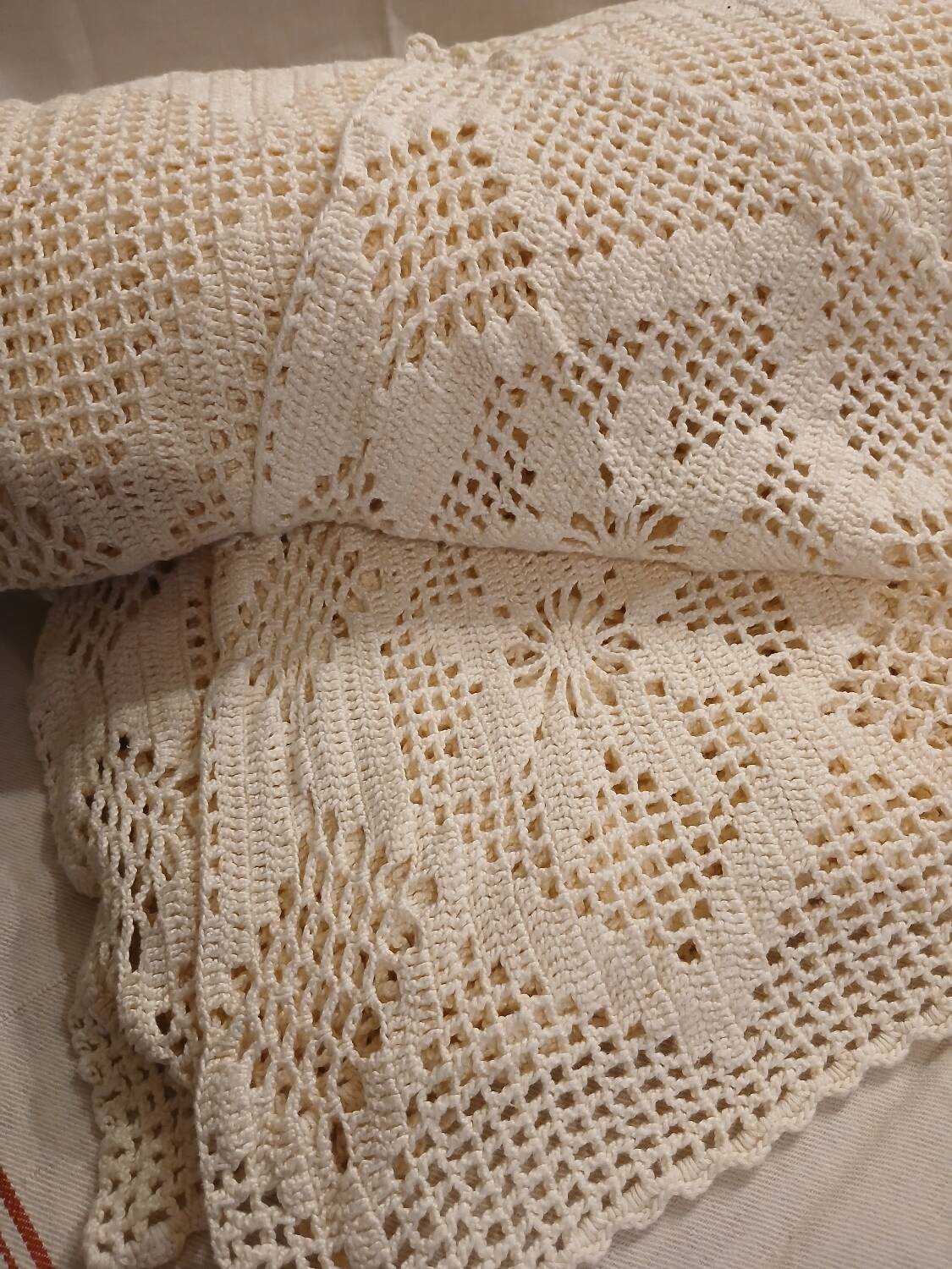 2 antique crocheted bedspreads