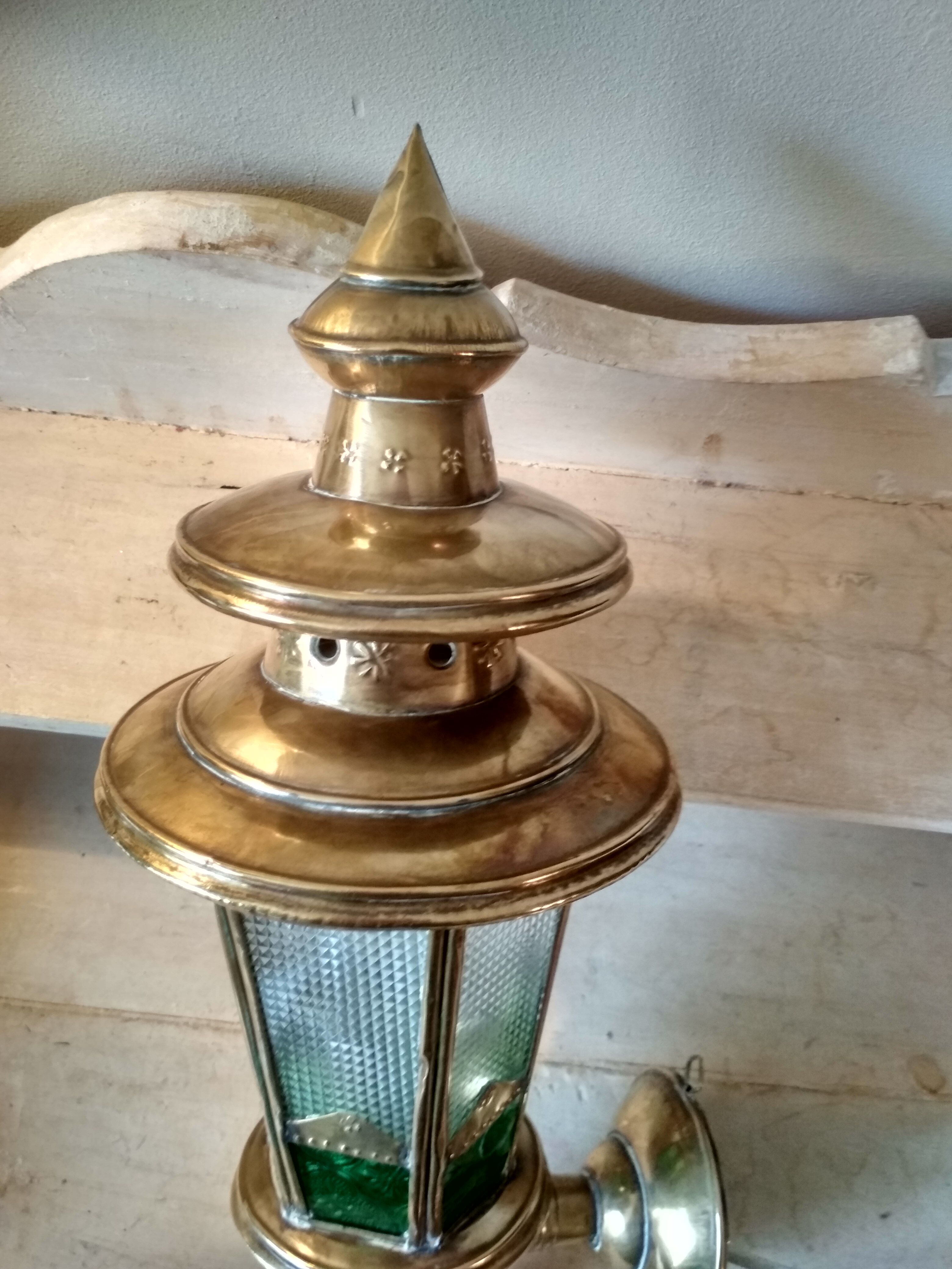 Moroccan lantern wall lamp in brass, glass and colored stained glass windows