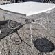 Old wrought iron garden furniture, table + 2 armchairs + 2 chairs