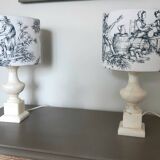 Alabaster and toile de jouy lamp