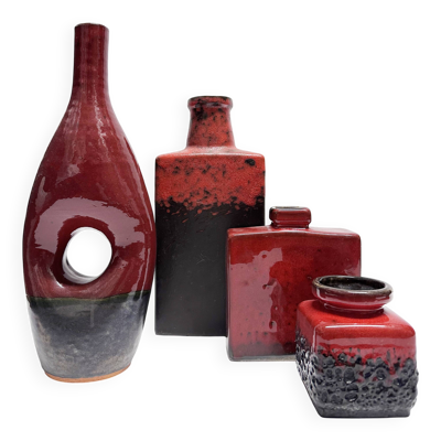 Suite de quatre vases céramique modernistes. Allemagne, années 60 et 70.