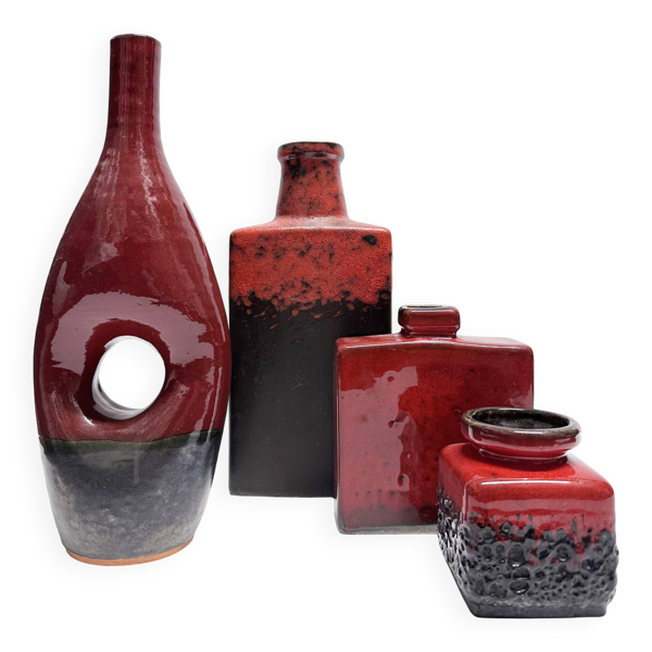 Suite de quatre vases céramique modernistes. Allemagne, années 60 et 70.
