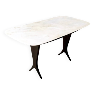 Table basse attribuée à Guglielmo Ulrich avec plateau en marbre de Carrare
