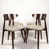 Set of 4 heritage herringbone natural linen dining chairs
